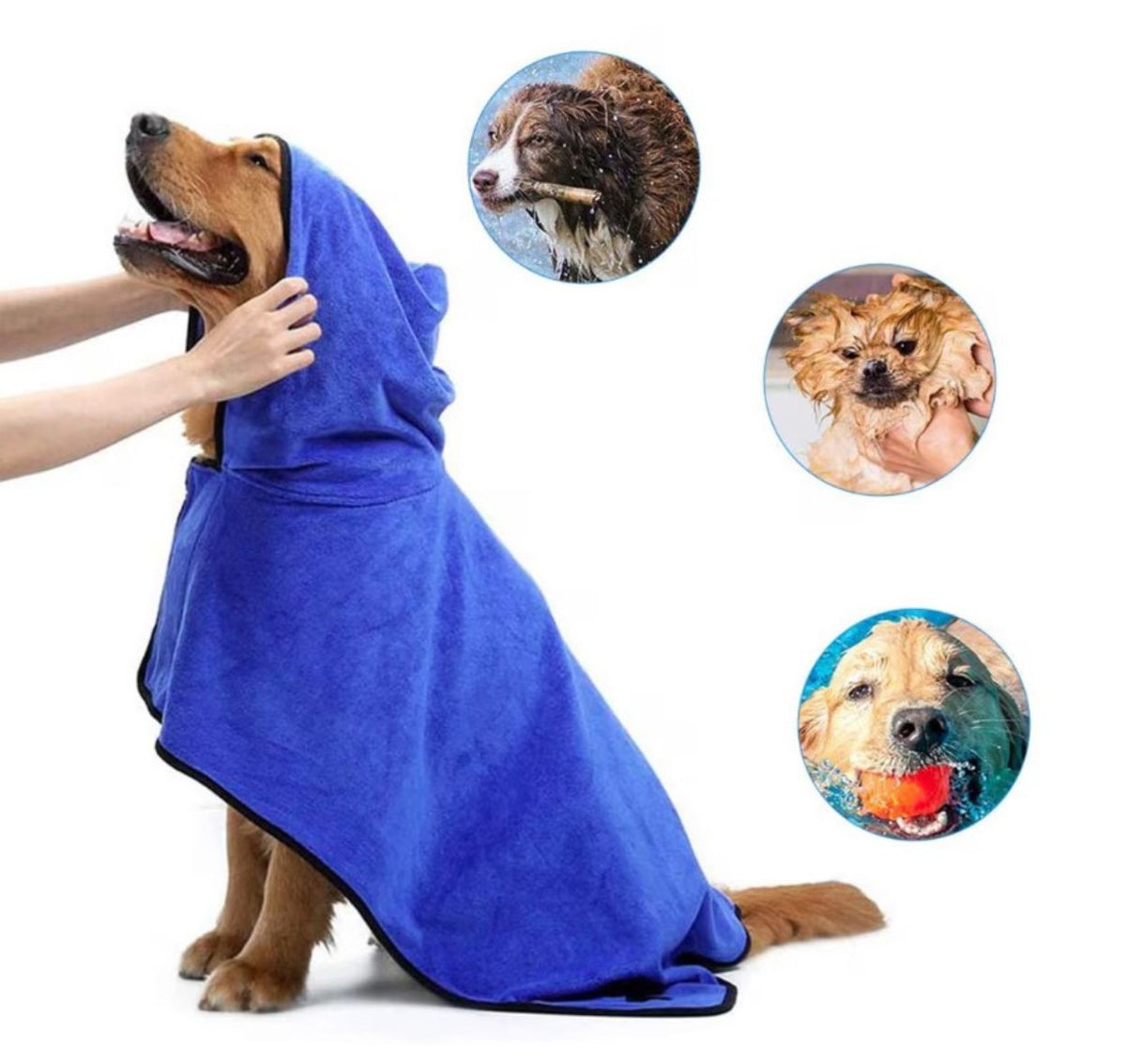 FOTOFOL - Hunde-Bademantel mit Kapuze aus Mikrofaser PERSONALISIERT mit Name