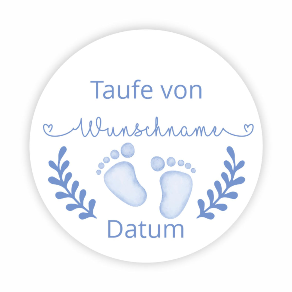 Personalisierte Aufkleber  Taufe "Junge" mit Namen und Datum - 24 Stück - 4,5cm - FOTOFOL