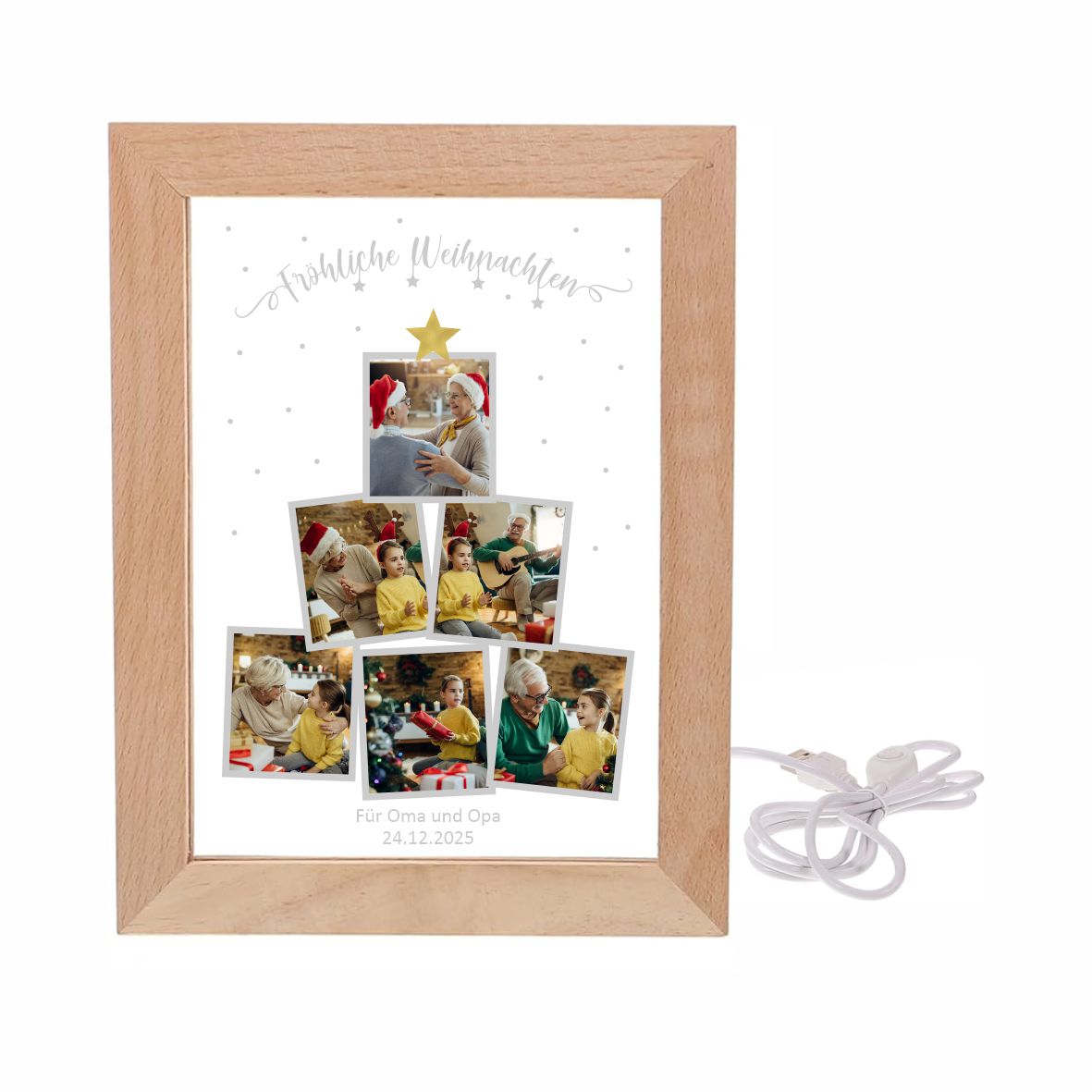 Beleuchteter LED-Rahmen-Personalisierte Acrylglas mit Fotos und Text - Weihnachten - FOTOFOL