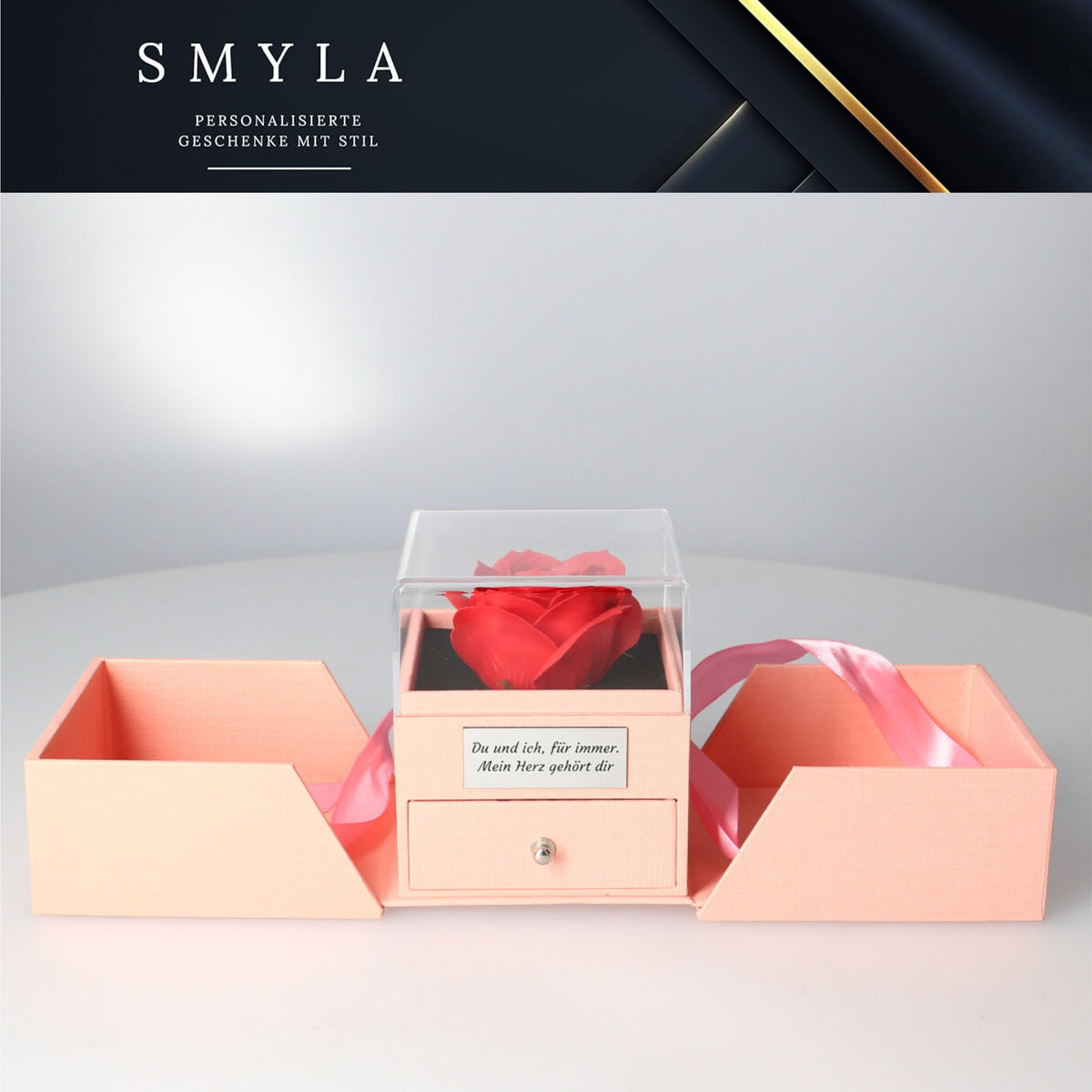 Personalisierte Rosenbox - Rose im Schmuckschatulle - FOTOFOL
