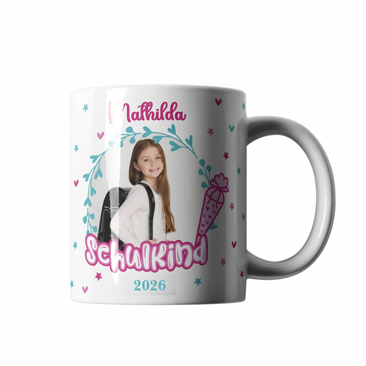 Tasse Einschulung 2026 mit Name und Bild Personalisieren Mädchen - FOTOFOL