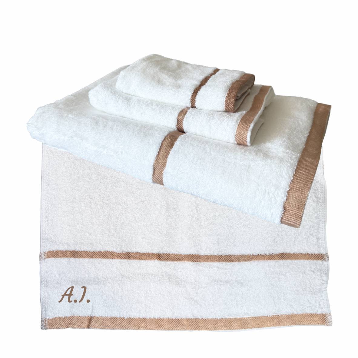 FOTOFOL - Premium Badetuchset 3-teilig PERSONALISIERT Name oder Initialen 100% Baumwolle