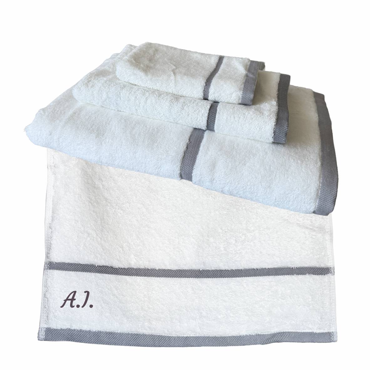 FOTOFOL - Premium Badetuchset 3-teilig PERSONALISIERT Name oder Initialen 100% Baumwolle