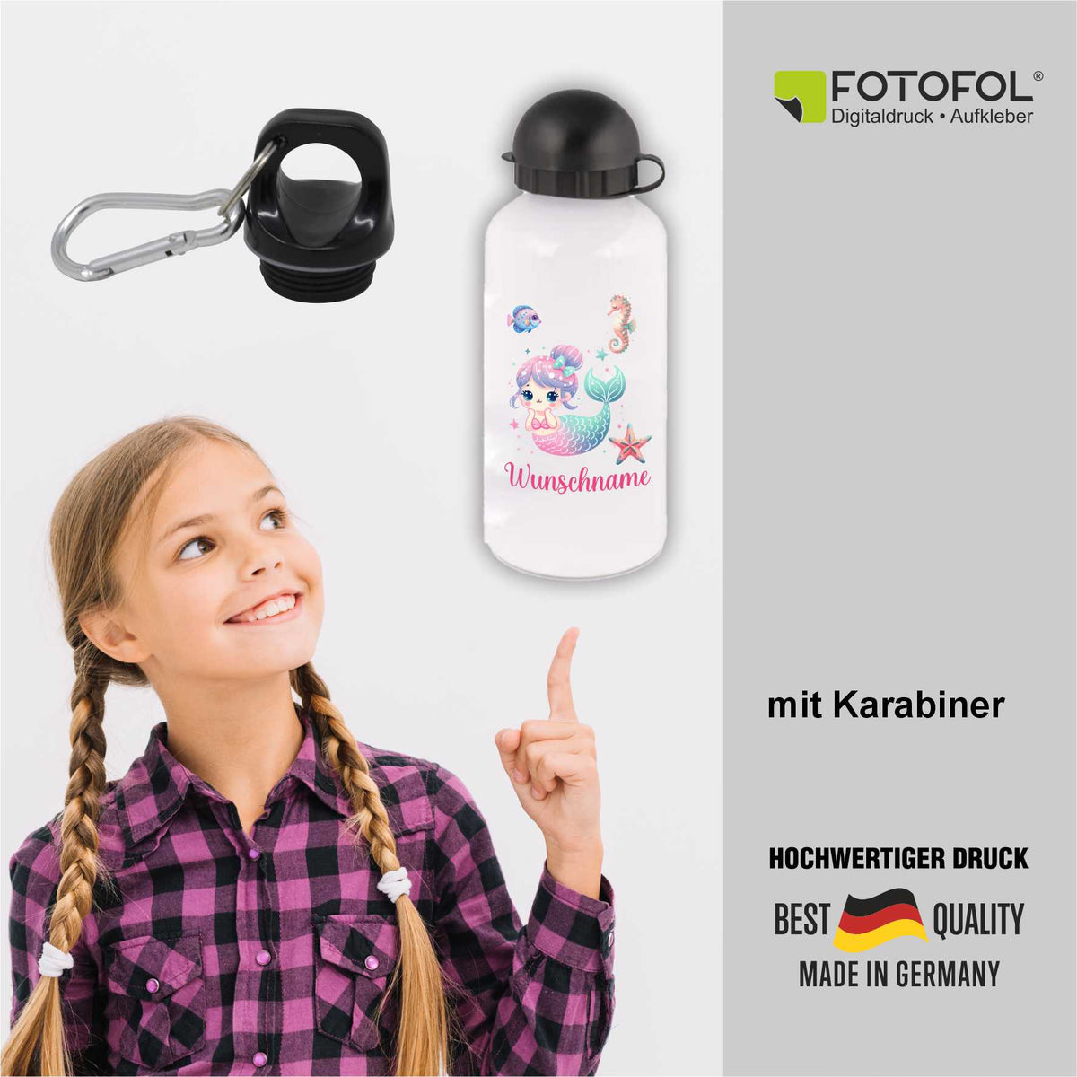 Trinkflasche für Kinder personalisiert mit Namen - Safari - FOTOFOL