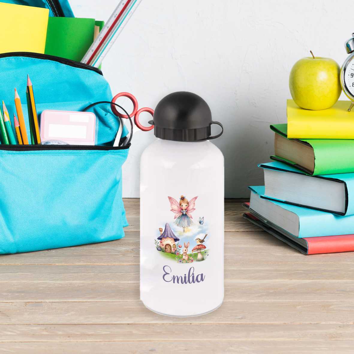 Trinkflasche für Kinder personalisiert mit Namen - Fee - FOTOFOL