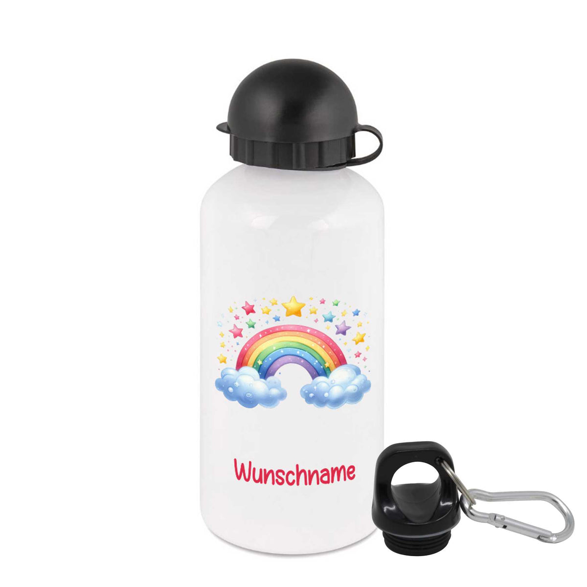 Trinkflasche für Kinder personalisiert mit Namen - Regenbogen - FOTOFOL