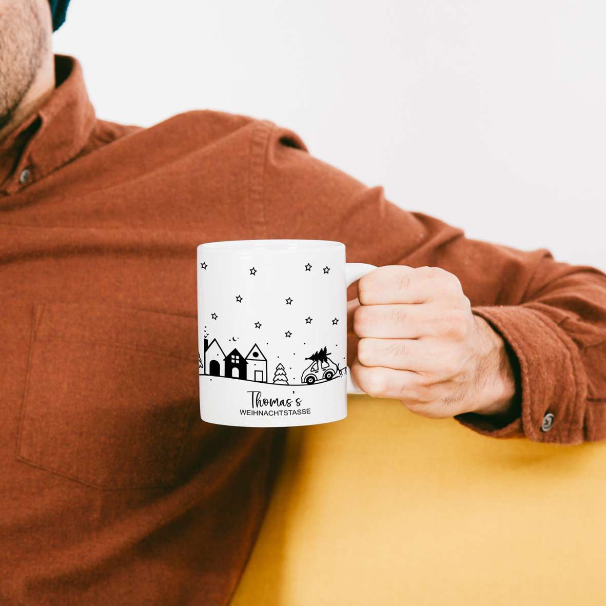 FOTOFOL - Tasse zu Weihnachten - Personalisiert mit Namen oder Wunschtext &nbsp;- Weihnachtstasse - Glühwein-Tasse - Geschenk-Idee für Familie und Freunde - 330ml