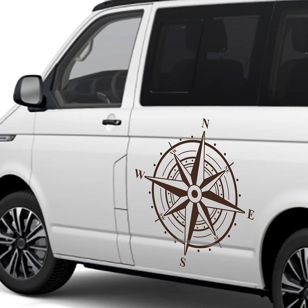 Aufkleber Kompass Windrose  - Aufkleber für Camper, Wohnmobil, Wohnwagen Fahrzeuge Karosserie - Offroad Sticker - Abenteuer Urlaub