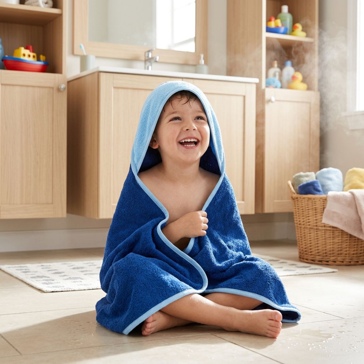 FOTOFOL - Kinder Kapuzenhandtuch PERSONALISIERT mit Name 140x140cm | 100% Bio Baumwolle