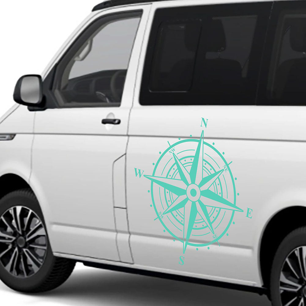 Aufkleber Kompass Windrose  - Aufkleber für Camper, Wohnmobil, Wohnwagen Fahrzeuge Karosserie - Offroad Sticker - Abenteuer Urlaub