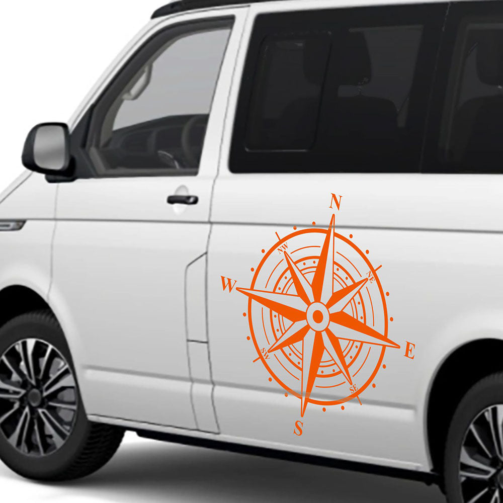 Aufkleber Kompass Windrose  - Aufkleber für Camper, Wohnmobil, Wohnwagen Fahrzeuge Karosserie - Offroad Sticker - Abenteuer Urlaub