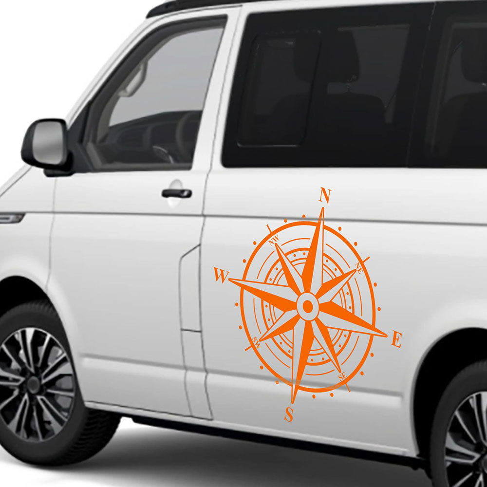 Aufkleber Kompass Windrose  - Aufkleber für Camper, Wohnmobil, Wohnwagen Fahrzeuge Karosserie - Offroad Sticker - Abenteuer Urlaub