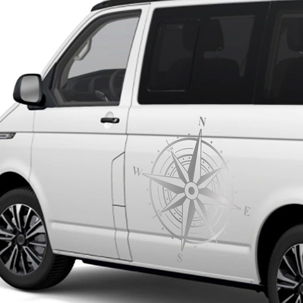 Aufkleber Kompass Windrose  - Aufkleber für Camper, Wohnmobil, Wohnwagen Fahrzeuge Karosserie - Offroad Sticker - Abenteuer Urlaub