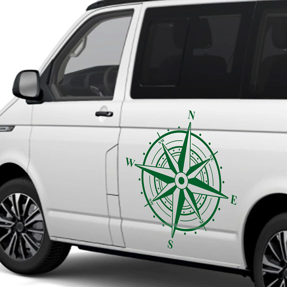 Aufkleber Kompass Windrose  - Aufkleber für Camper, Wohnmobil, Wohnwagen Fahrzeuge Karosserie - Offroad Sticker - Abenteuer Urlaub