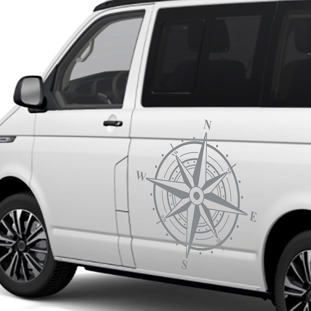 Aufkleber Kompass Windrose  - Aufkleber für Camper, Wohnmobil, Wohnwagen Fahrzeuge Karosserie - Offroad Sticker - Abenteuer Urlaub