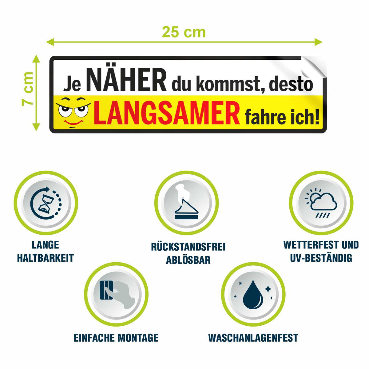 Lustige Aufkleber -  "Je NÄHER du kommst desto LANGSAMER fahre ich!"- Style 4 - FOTOFOL