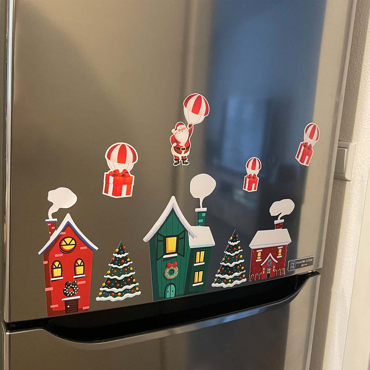 Aufkleber Weihnachten Häuser - Weihnachtsmann-Geschenke, Weihnachtsdekoration –  Möbel, Kühlschrank, Fenster, Wand, Laptop - FOTOFOL