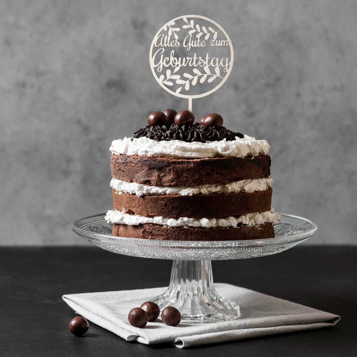 CAKE TOPPER "Alles Gute zum Geburtstag" aus Holz - Tortendeko & Kuchendeko - FOTOFOL