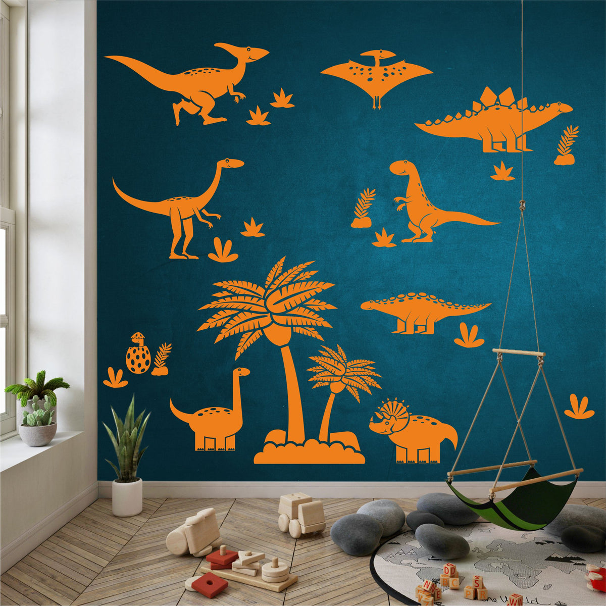 Aufkleber Wandtattoo Dinosaurier Steinzeit Dino Kinderzimmer Junge - FOTOFOL