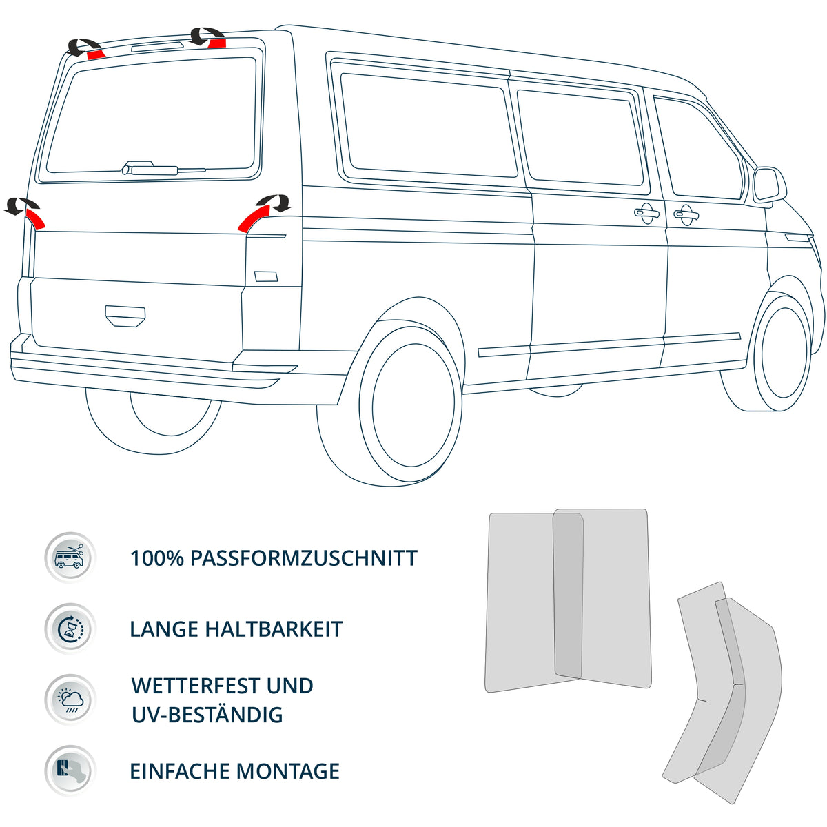 Schutzfolie Auto set für Fahrradheckträger passend für VW T5 T6 T6.1 California Beach Coast Ocean Bulli - FOTOFOL
