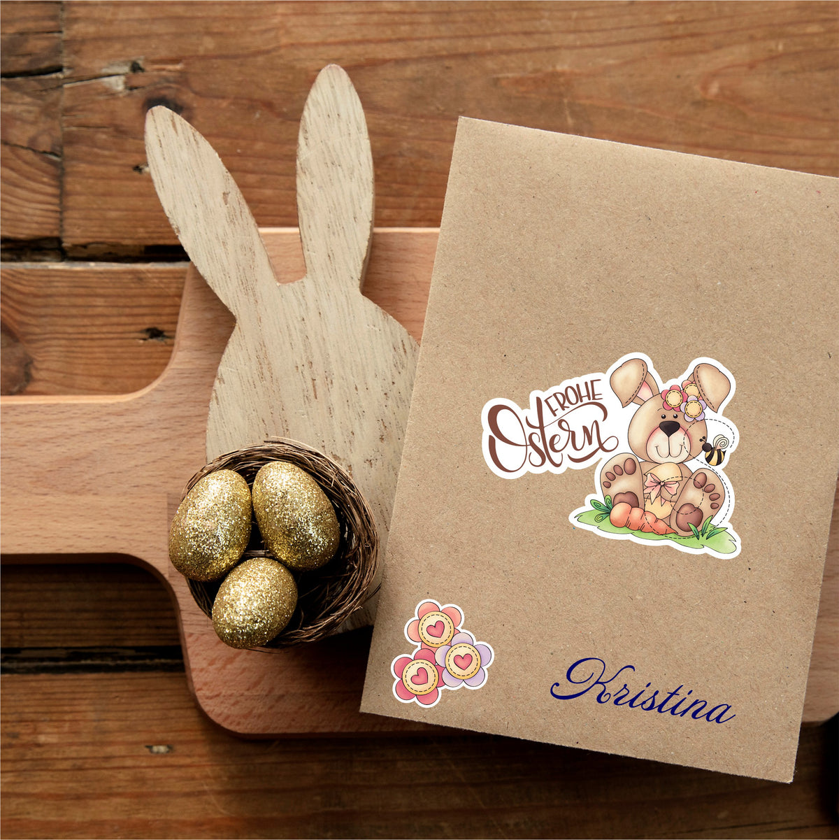 Hasen Ostern Aufkleber Set - Tischkarten, Verpackung, Ostergeschenke- zum Basteln - FOTOFOL