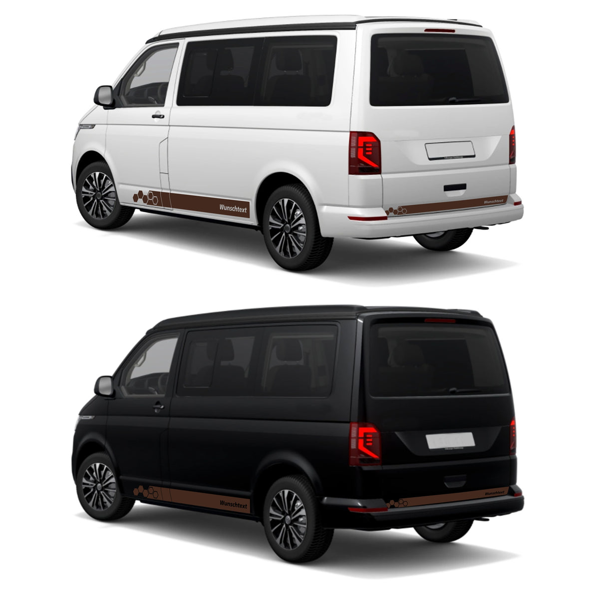 Seitenstreifen WABEN Aufkleber passend für VW T6.1, T6, T5, Multivan, Bulli, Transporter - WUNSCHTEXT - FOTOFOL