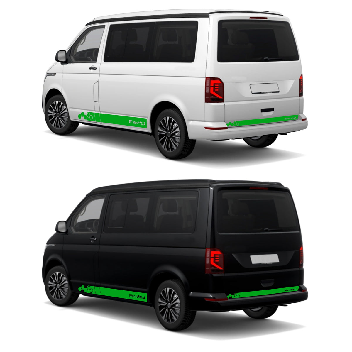 Seitenstreifen WABEN Aufkleber passend für VW T6.1, T6, T5, Multivan, Bulli, Transporter - WUNSCHTEXT - FOTOFOL