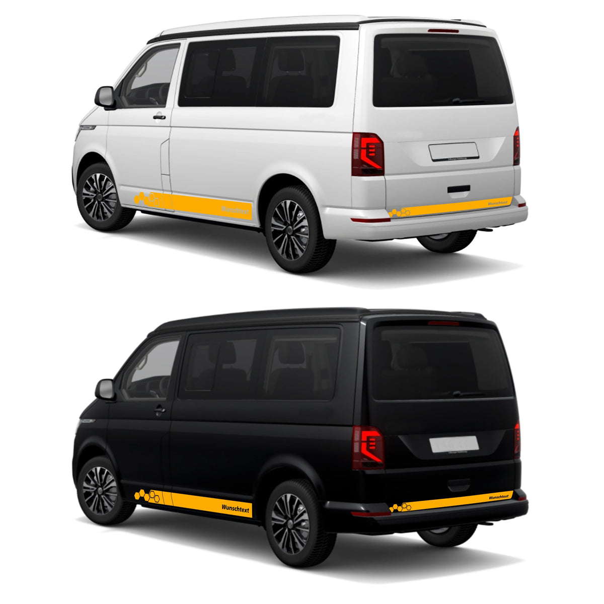 Seitenstreifen WABEN Aufkleber passend für VW T6.1, T6, T5, Multivan, Bulli, Transporter - WUNSCHTEXT - FOTOFOL
