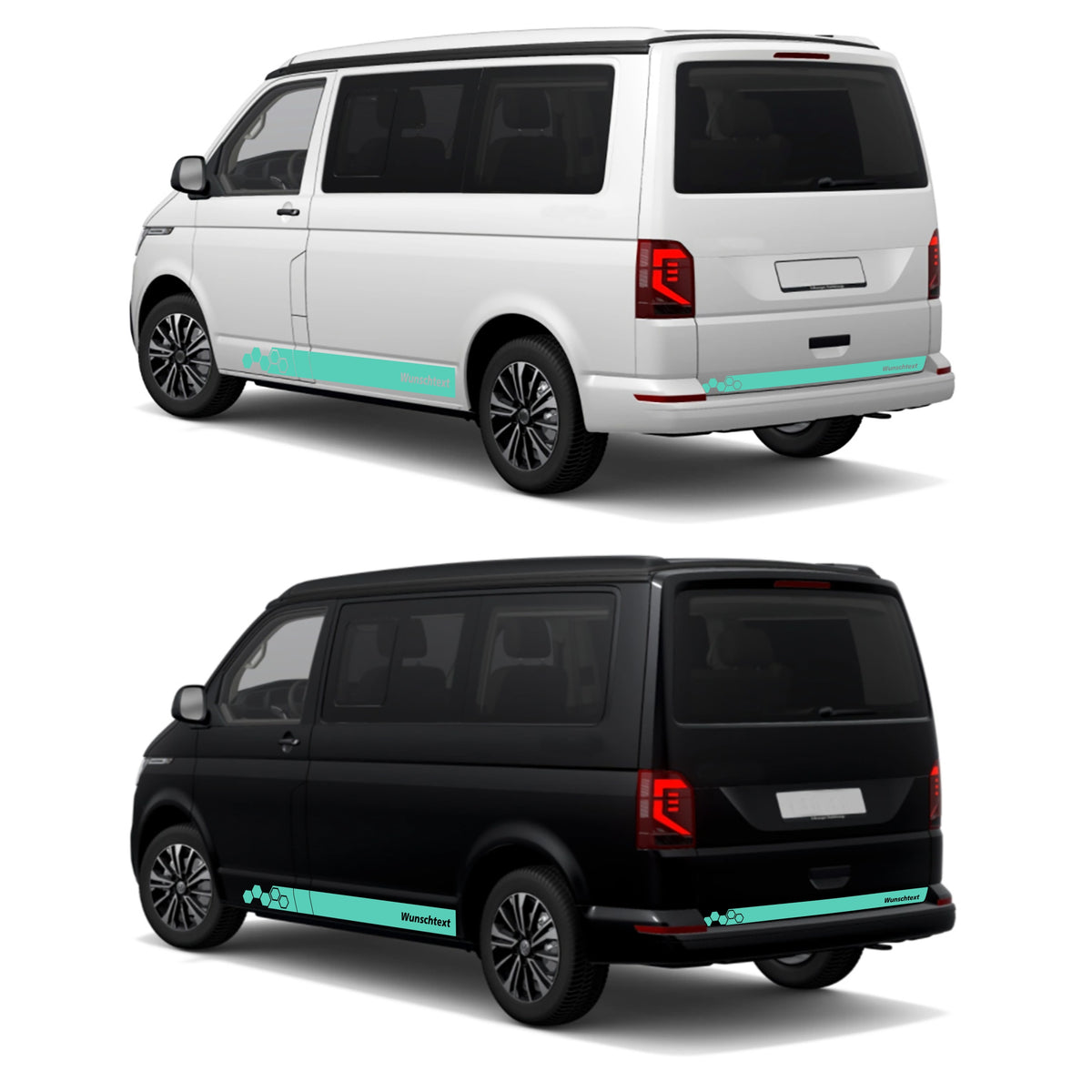 Seitenstreifen WABEN Aufkleber passend für VW T6.1, T6, T5, Multivan, Bulli, Transporter - WUNSCHTEXT - FOTOFOL