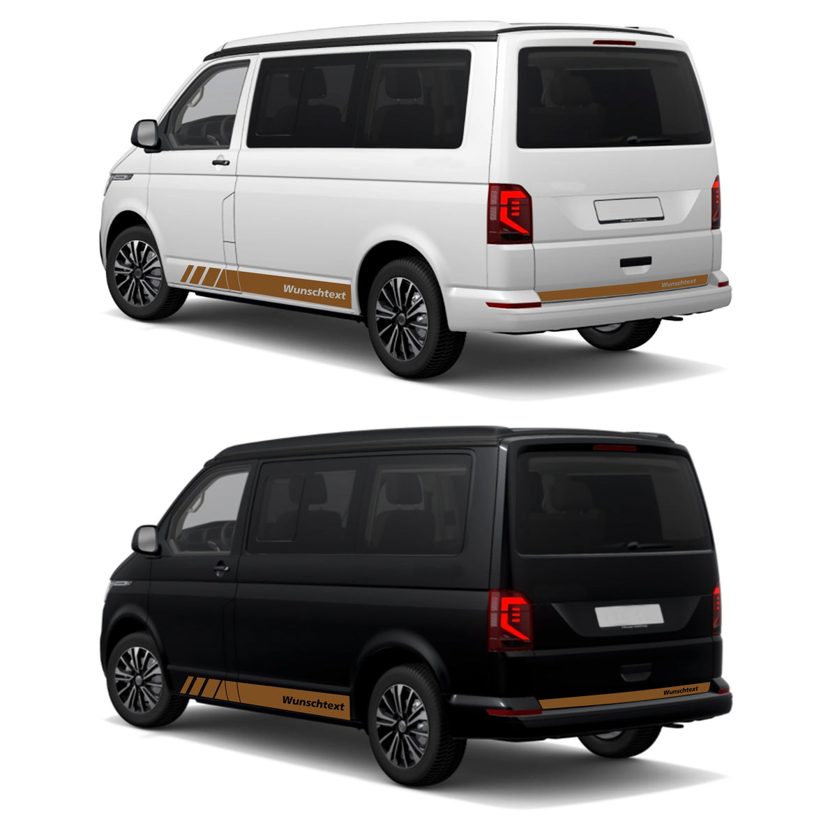 Seitenstreifen passend für VW T6.1, T6, T5, Multivan, Bulli, Wunschtext, Seitenaufkleber  + Rakel - FOTOFOL