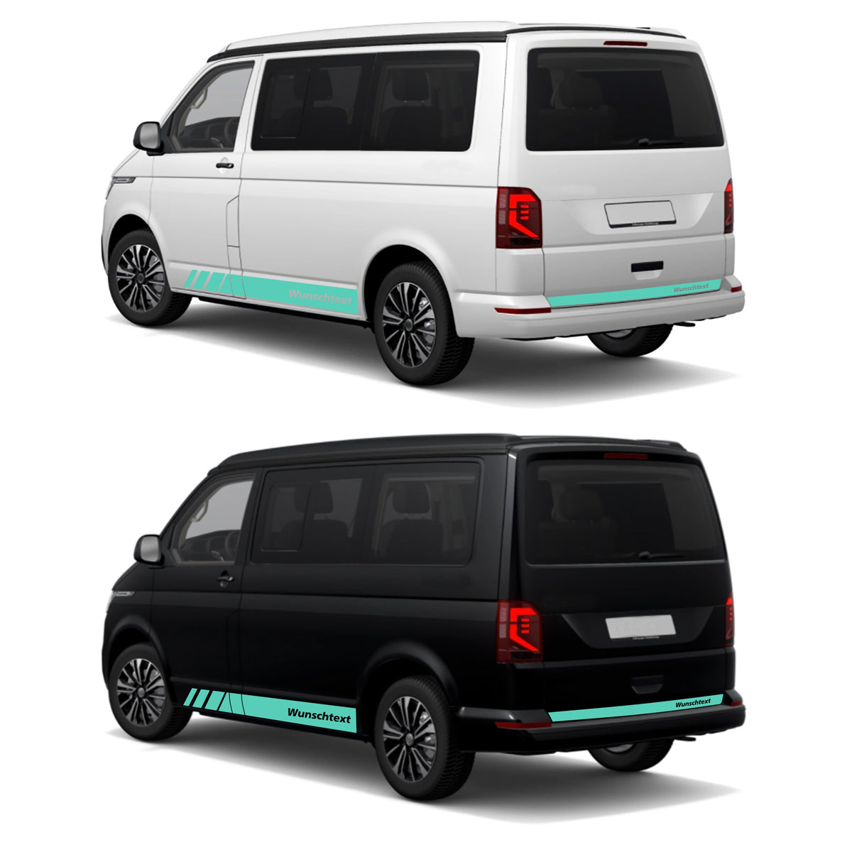 Seitenstreifen passend für VW T6.1, T6, T5, Multivan, Bulli, Wunschtext, Seitenaufkleber  + Rakel - FOTOFOL