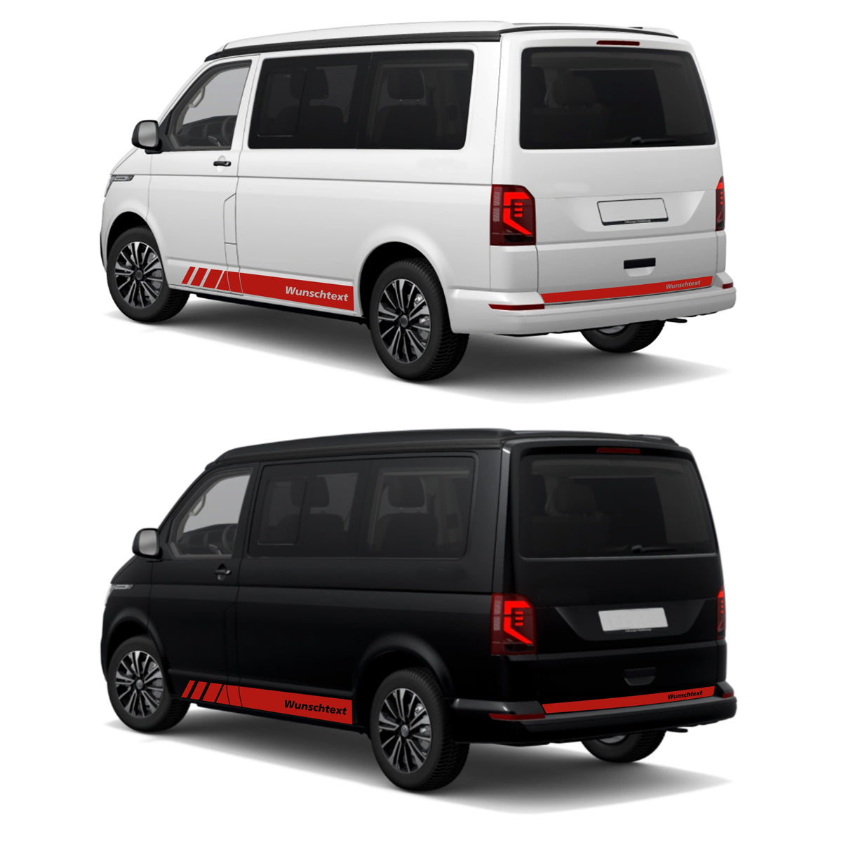 Seitenstreifen passend für VW T6.1, T6, T5, Multivan, Bulli, Wunschtext, Seitenaufkleber  + Rakel - FOTOFOL