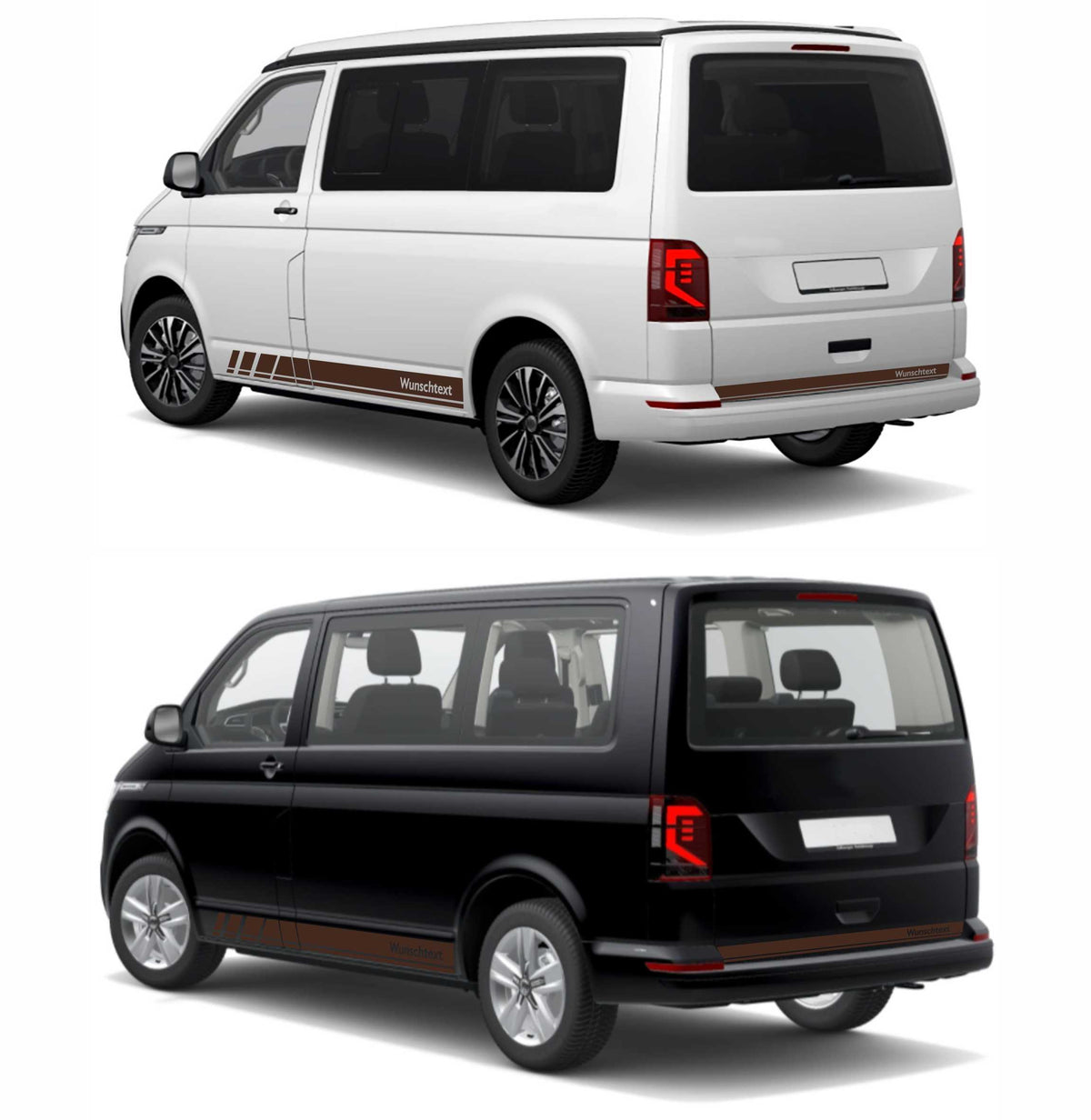 Seitenstreifen Zierstreifen passend für VW T6.1, T6, T5, Multivan, Bulli, Wunschtext, Seitenaufkleber + Rakel - FOTOFOL