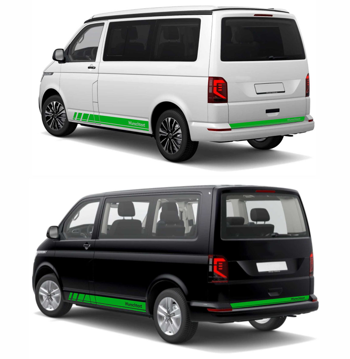 Seitenstreifen Zierstreifen passend für VW T6.1, T6, T5, Multivan, Bulli, Wunschtext, Seitenaufkleber + Rakel - FOTOFOL