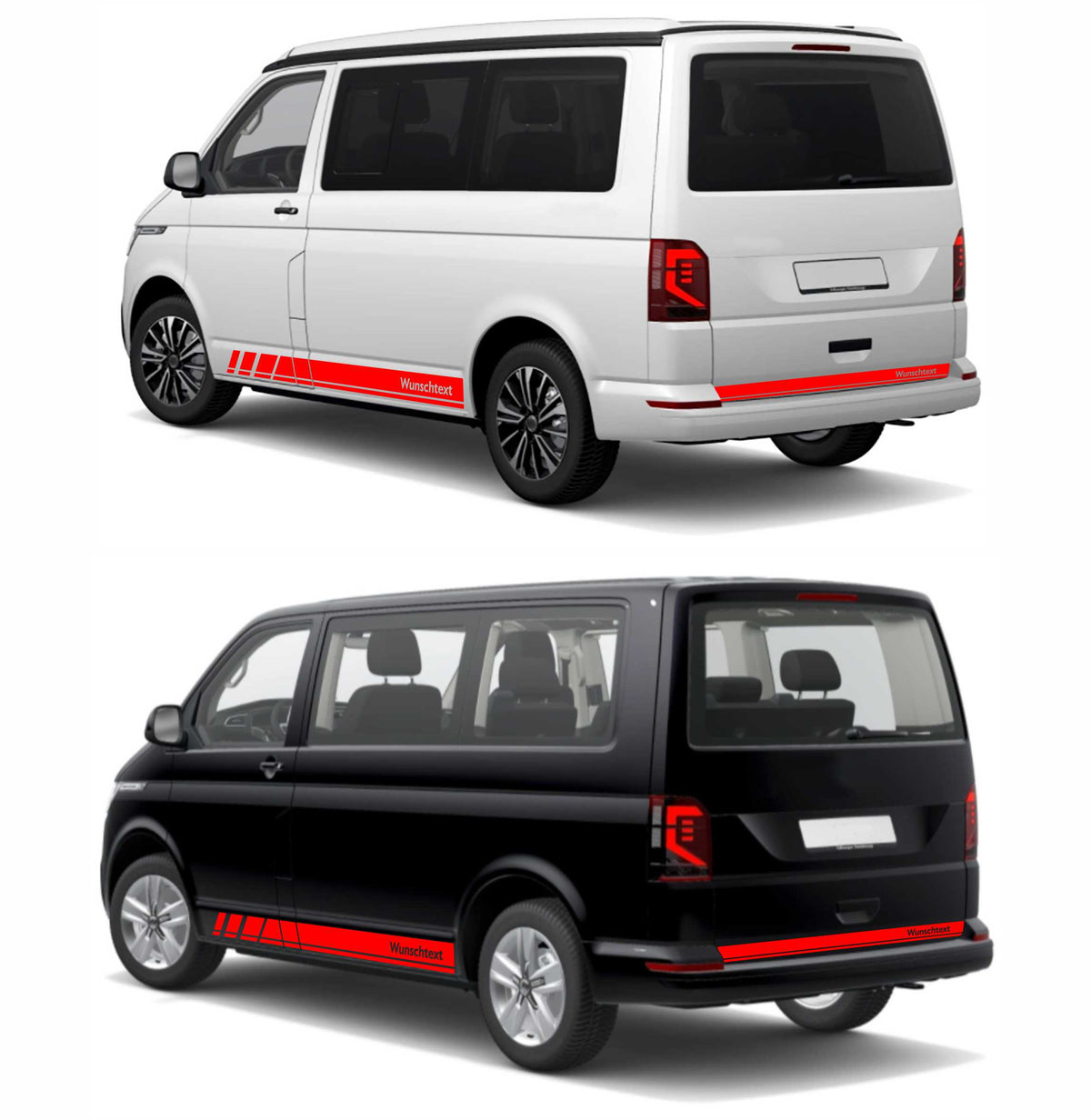 Seitenstreifen Zierstreifen passend für VW T6.1, T6, T5, Multivan, Bulli, Wunschtext, Seitenaufkleber + Rakel - FOTOFOL