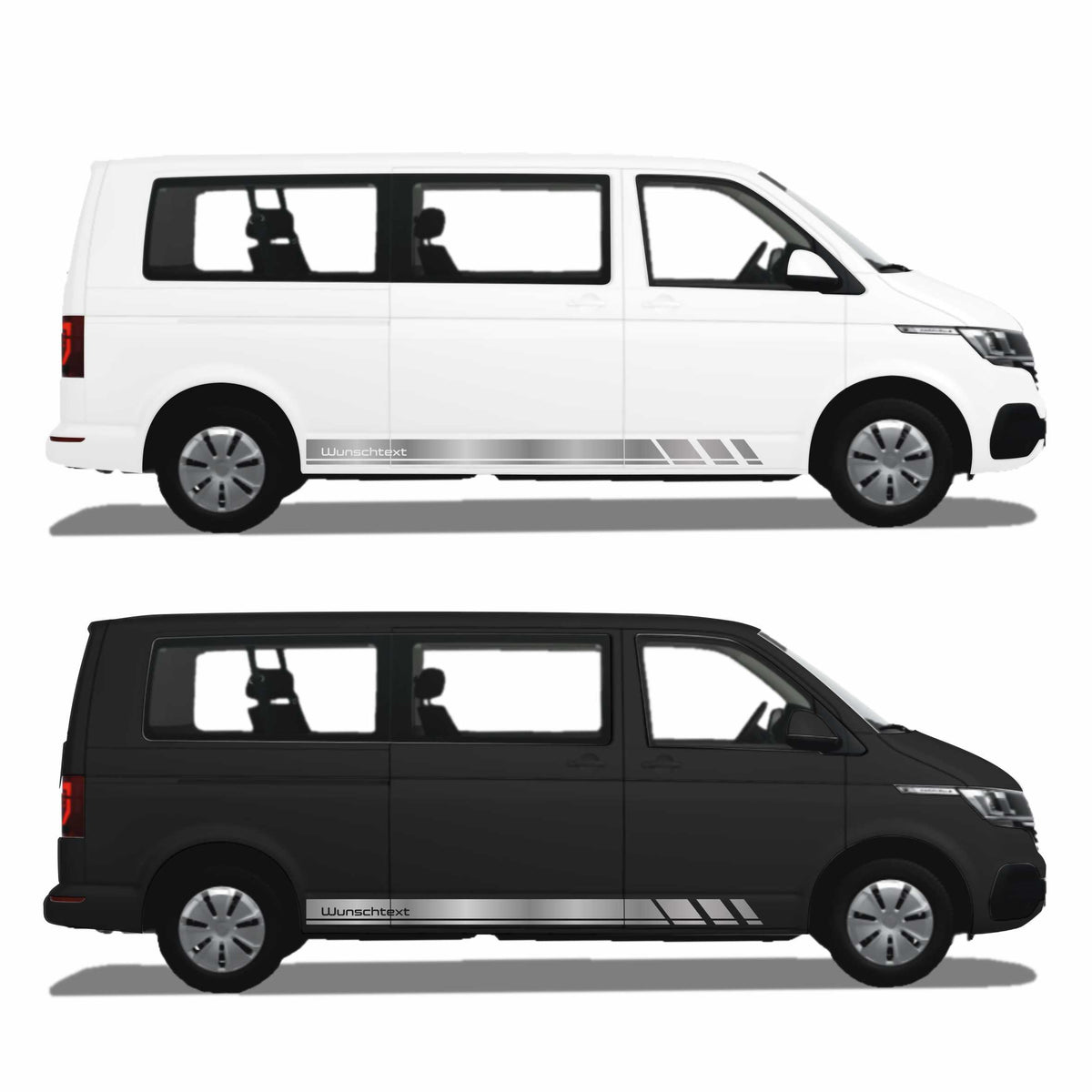 Seitenstreifen Zierstreifen passend für VW T6.1, T6, T5, Multivan, Bulli, Wunschtext, Seitenaufkleber + Rakel - FOTOFOL