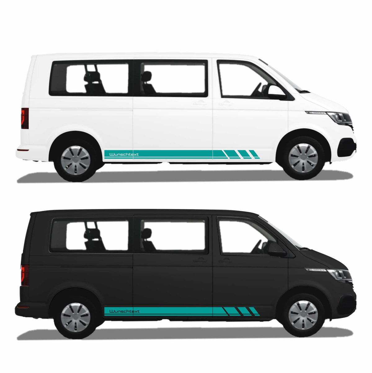 Seitenstreifen Zierstreifen passend für VW T6.1, T6, T5, Multivan, Bulli, Wunschtext, Seitenaufkleber + Rakel - FOTOFOL