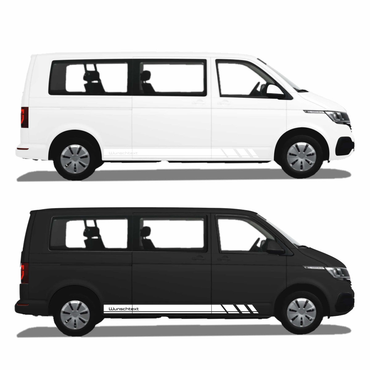 Seitenstreifen Zierstreifen passend für VW T6.1, T6, T5, Multivan, Bulli, Wunschtext, Seitenaufkleber + Rakel - FOTOFOL
