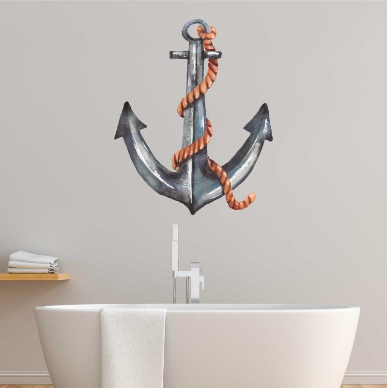 Wandtattoo Badezimmer Deco Anker mit Seil - FOTOFOL