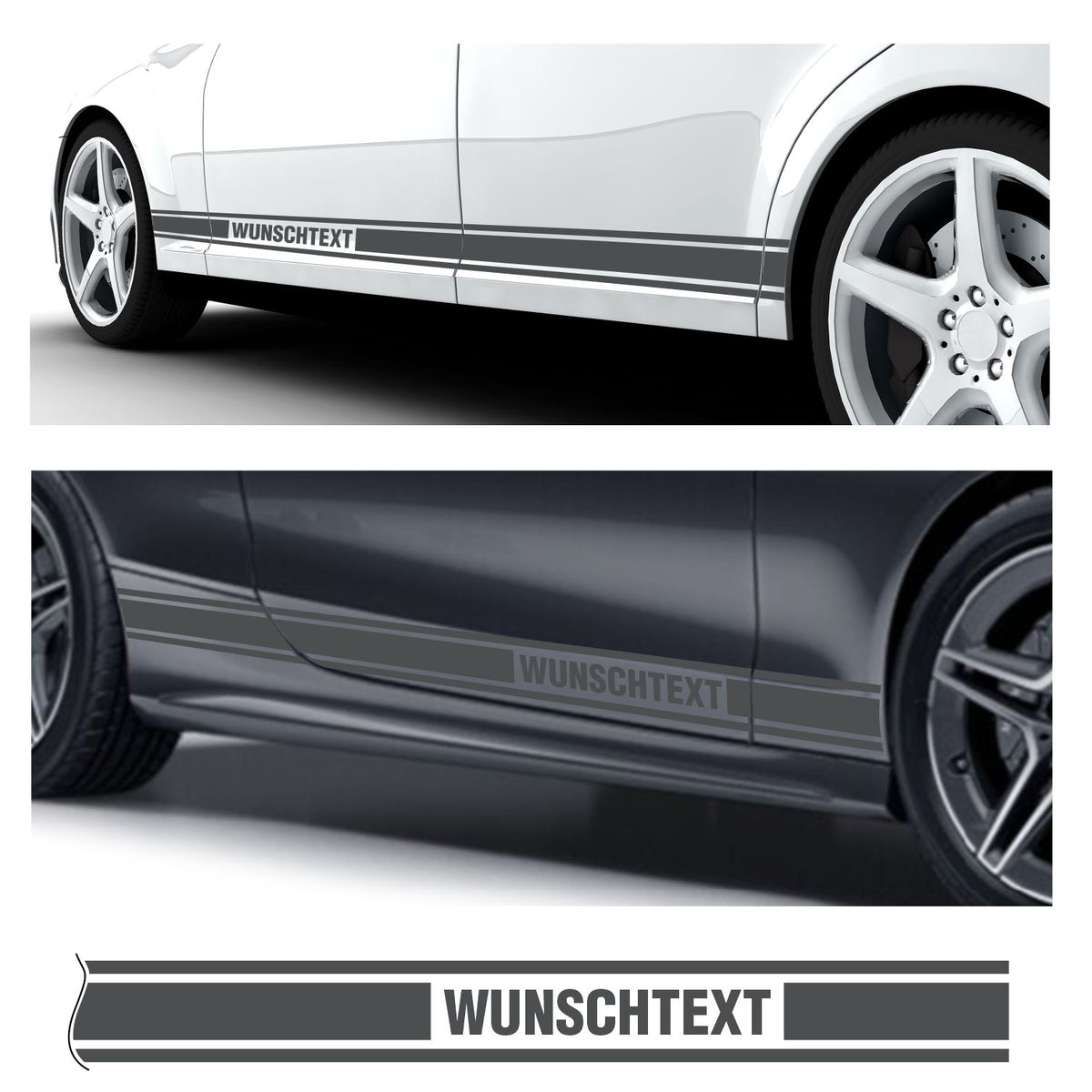 Seitenstreifen Dekorstreifen GT Style Mustang Shelby Autoaufkleber mit Wunschtext - FOTOFOL