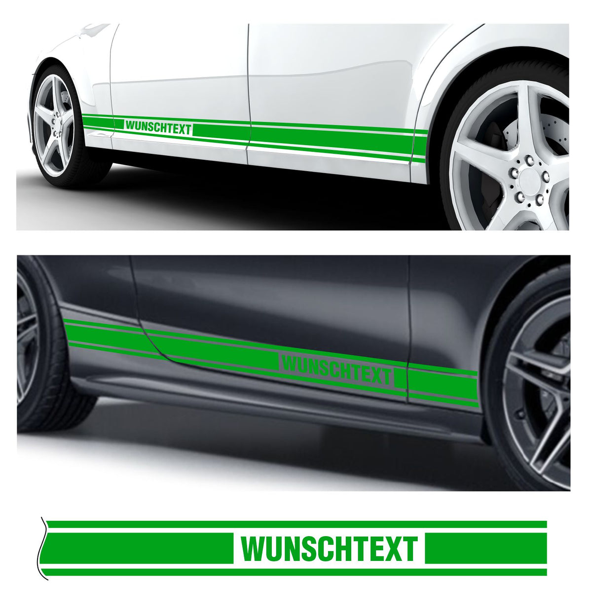 Seitenstreifen Dekorstreifen GT Style Mustang Shelby Autoaufkleber mit Wunschtext - FOTOFOL