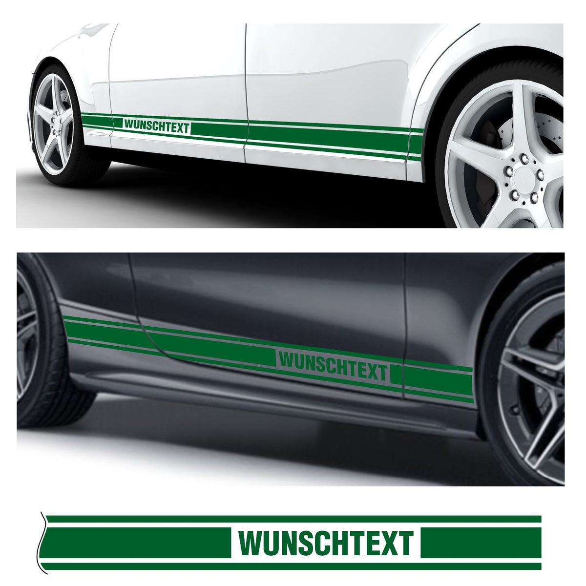 Seitenstreifen Dekorstreifen GT Style Mustang Shelby Autoaufkleber mit Wunschtext - FOTOFOL