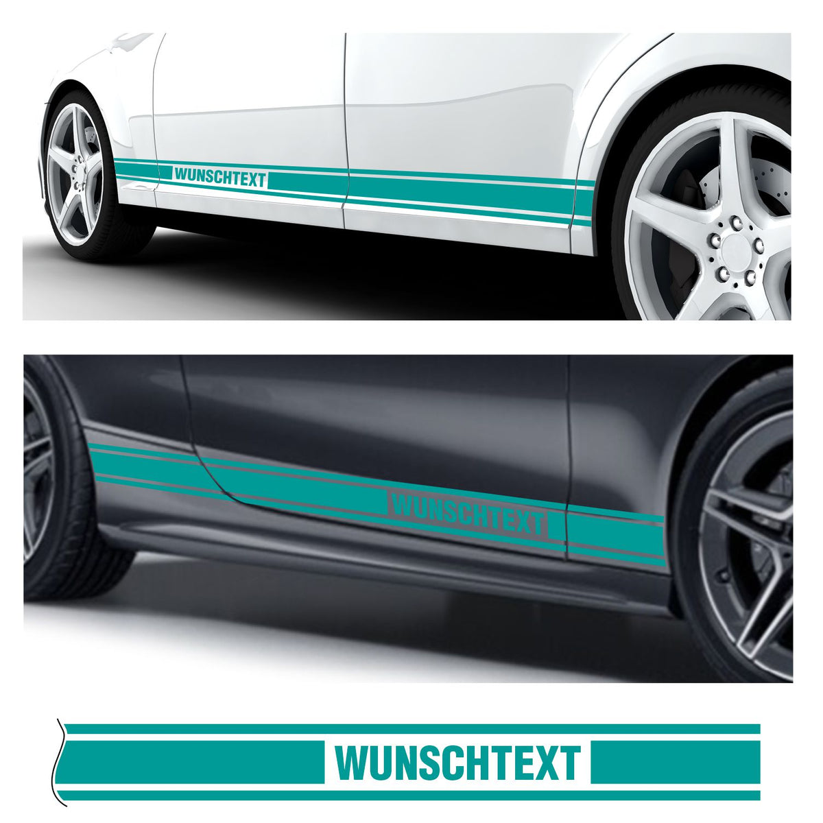 Seitenstreifen Dekorstreifen GT Style Mustang Shelby Autoaufkleber mit Wunschtext - FOTOFOL